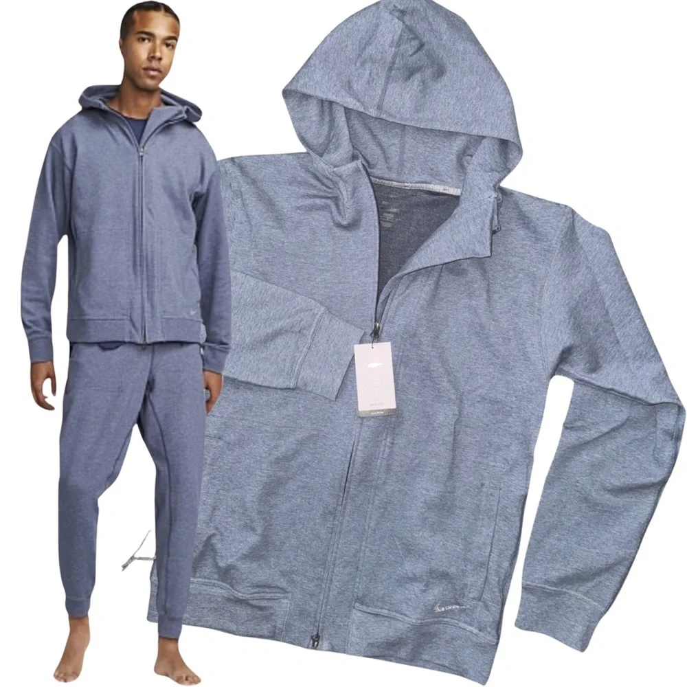 Nike Yoga DRI-Fit Restore Full Zip Fleece Hoodie in Blue DQ4876-410 - Picture 10 of 15